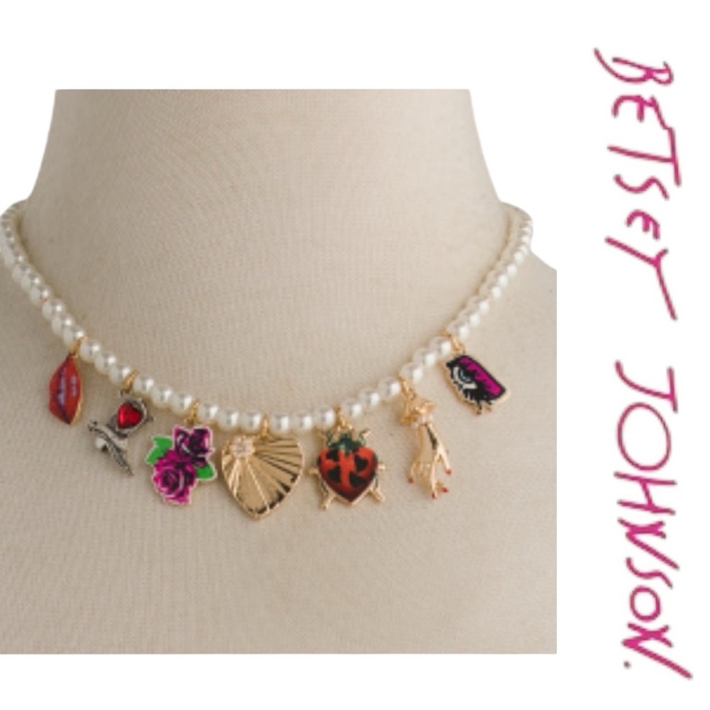 Betsey Johnson Pearl Charm Necklace